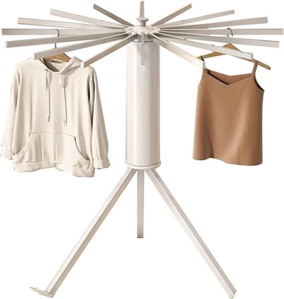 Octopus Aluminium Drying Rack 112 x 112 x 125 cm Floor Washing Rack Balcony Household Foldable and Rotating Drying Rack for Indoor Drying Rack Floor Folding Bedroom Household Use (3 Legs)