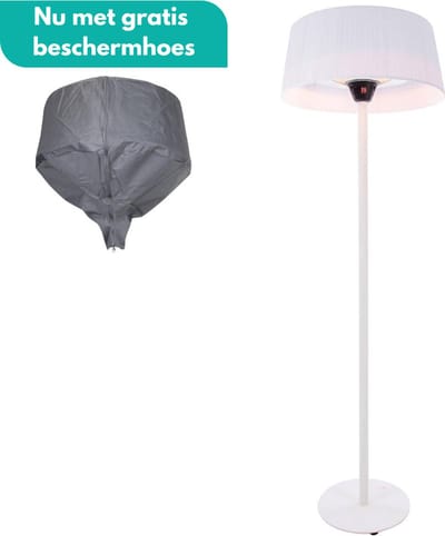 Sunred - COMBIDEAL - Heater & Hoes - Artix - Bright lijn - Wit - Staand model - Terrasverwarmer - Infraroodstraling - 2100 W - ECO - 3 standen - Elektrische heater