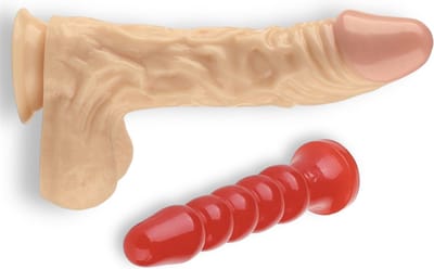 Being Fetish Realistische Dildo met Balzak en Stevige Zuignap- Inc Anaal plug - Vaginaal En Anaal Gebruik - Dildo - Zuignap