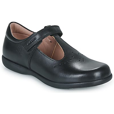 Geox Naimara G B Meisjes Leren School schoenen met Klittenbandsluiting Zwart