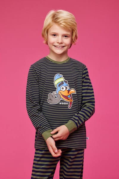Woody pyjama jongens - kalkoen - streep - 232-10-PLD-Z/953 - maat 62