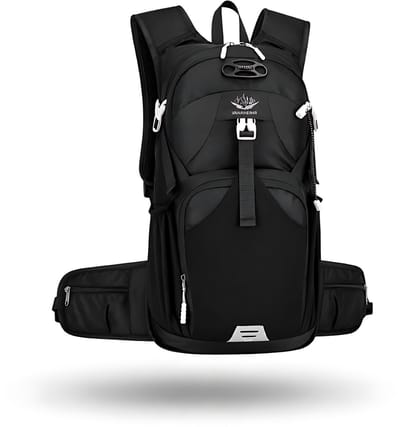 CarryQuest® - 20-35L Outdoor Camping Rugzak - Waterbestendige Nylon Daypack met Rugventilatie, Reflecterende Strip, Mesh Rugpaneel & Meerdere Vakken - 51x24x11 cm - Zwart
