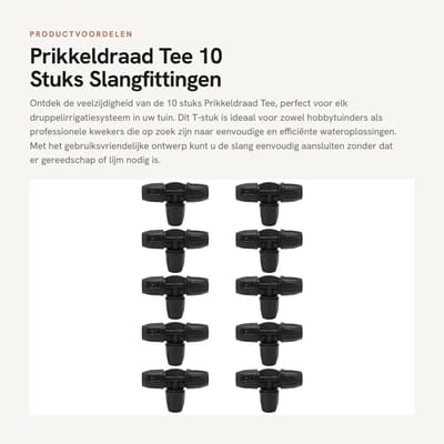 Dailygoods- Prikkeldraad Tee 10 Stuks - 8/11 Pijpconnector - Vergrendelbare Slangfittingen - T-stuk - Waterleidingaansluitingen - Eenvoudig te installeren - Slangconnector