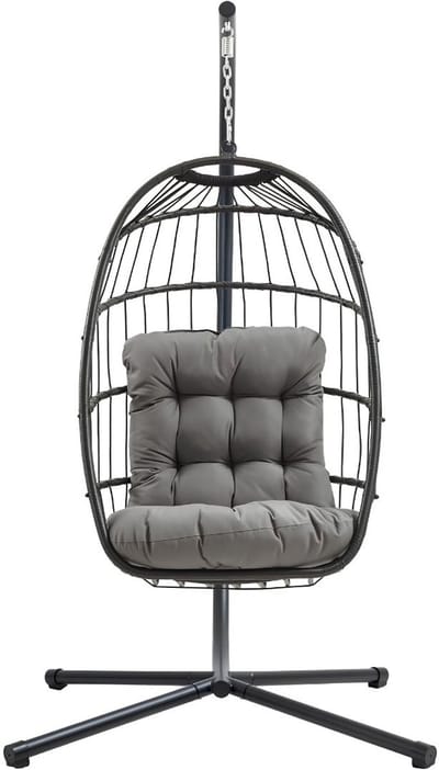 SP® Hangstoel - Tot 150kg - Egg Hangstoel - Met Standaard - Zwart - 100cm x 100cm x 195cm