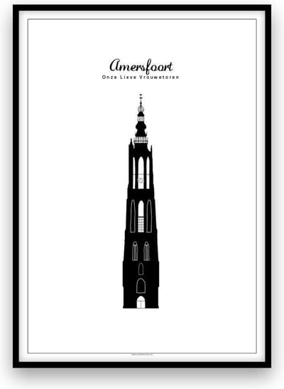 Amersfoort stadposter - Zwart-wit