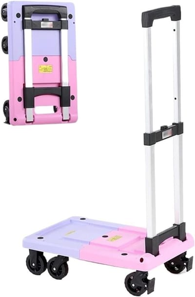 Opvouwbare Steekwagen - Platformwagen Duwwagen - Goederen Transport - Zwenkwielen Lichtgewicht - 150 kg - Zwart