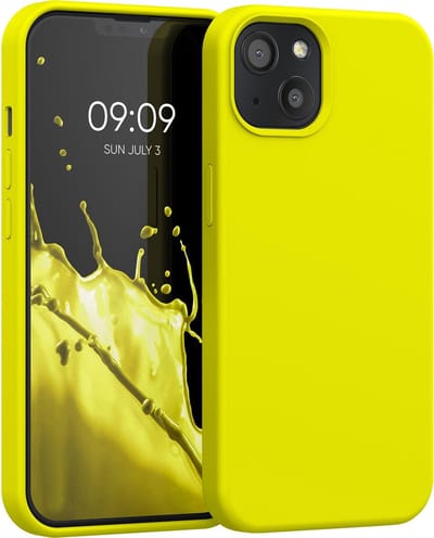 kwmobile telefoonhoesje geschikt voor Apple iPhone 13 - Hoesje met siliconen coating - Smartphone case in citroengeel