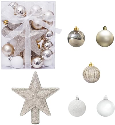 Dailygoods- Kerstballen 30 Stuks - Kerstboomversiering - Kunststof - Hanger - Boomtopster - Diameter 3 cm - Kerstversiering