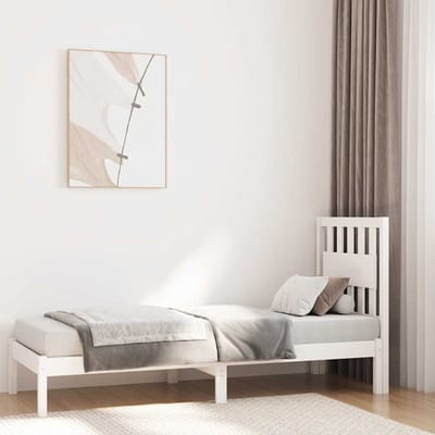 vidaXL - Bedframe - massief - grenenhout - wit - 75x190 - cm