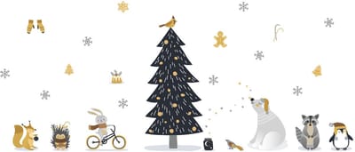 Scandinavische kerststickers met dieren - Zelfklevende kerststickers - Feestelijke decoraties - 135x90cm