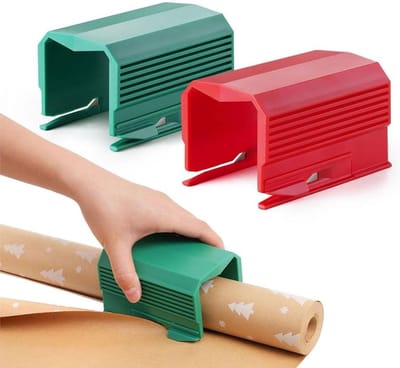 Inpakpapiersnijder Set - Papierrolsnijder Cadeaupapier - Cadeaus Snel Inpakken - Dubbele Mesjes Ontwerp - 2 stuks - Rood en Groen