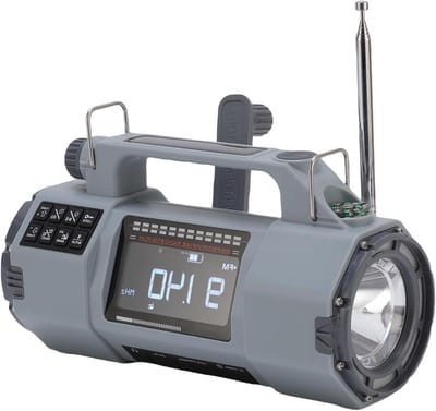 Noodradio - Weerradio Zaklamp - Buiten Noodsituaties - Zonne-energie Opladen - 5000 mAh Batterij - Zwart