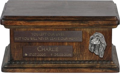 Persoonlijke houten urn voor Afghan Hound - urn voor hondenas met gravure