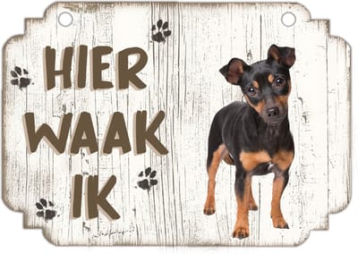 Hier Waak Ik: Jack Russel Black and Tan | Waakbord | Spreukenbord | Hondenras | Hond | Betreden op eigen risico | Pas Op Voor De Hond | Deurbordjes | Bewaker Van Dit Huis