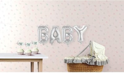 Folat - Zilveren Folie Ballonnen Set BABY 14 in/ 36 cm
