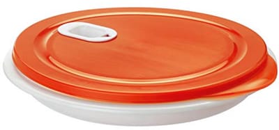 Microgolfplaat 1.2L met Deksel en Tussenschot - Kunststof (PP) BPA-vrij - Wit/Rood