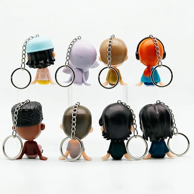 8 Stuks/set Stranger ELEVEN Demogorgon DUSTIN Barb Steve Robin Sleutelhanger Speelgoed Vinyl Figuur Zakdingen Sleutelhanger Ornamenten Model Speelgoed gray