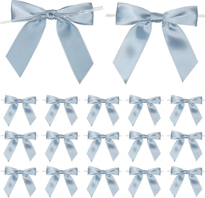 Satijnen Strikken - Lintstrikken Cadeau - Feestdecoratie - Kant-en-klaar - 50 stuks - Stoffig Blauw