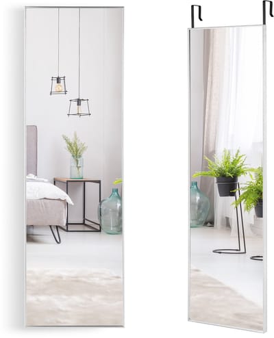 COSTWAY 37 x 120 cm full-body spiegel met in hoogte verstelbare hanghaken, wandspiegel, deurspiegel, hangspiegel, spiegel voor slaapkamer, woonkamer en entrée