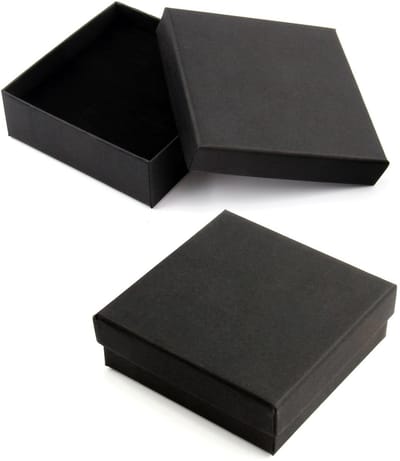 Dailygoods- Sieradenbox - 4 Stuks - 9 x 9 x 3 cm - Cadeaudoos - Zachte Foam Inleg - Zwart - Hoogwaardige Kraftpapier - Cadeaubox
