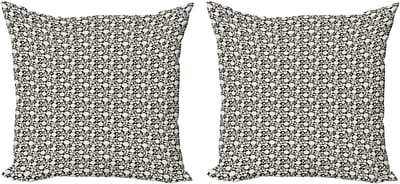 ABAKUHAUS Art Deco decoratieve kussenhoezen, 2-pack, rond in speciale maten, modern accent, dubbelzijdige digitale print, 45x45 cm, antracietgrijs wit