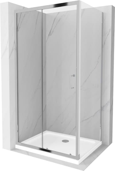 Mexen Apia schuifdouchecabine 120 x 80 , transparant, chroom + Flat douchebak - 840-120-080-01-00-4010