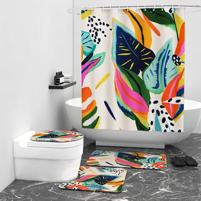 Floraweg Douchegordijn,Shower Curtain,badgordijn,badkamergordijn,Prachtige kleurblokken en bochten ,-topkwaliteit - digitale printen -Anti Schimmel - Inclusief 12 ringen -met 12 stuks douchegordijnhaken – Waterdicht -Wasbaar- Polyester - 180x200 cm