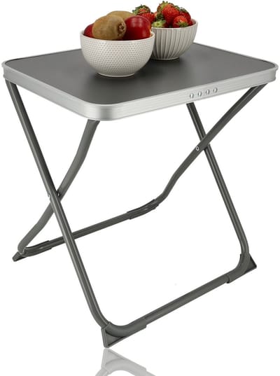 Camping Tafel Inklapbaar - Campingstoel met Tafel - Bijzettafel Opvouwbaar - Kleine Campingtafel voor Caravan, Balkon, Tuin, Strand en Naast Bed - Draagvermogen Kruk 110 kg - Tafel 30 kg