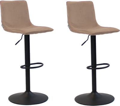 Bronx71® Velvet barkruk Frenkie taupe 59-76 cm - Barkrukken set van 2 - barstoel