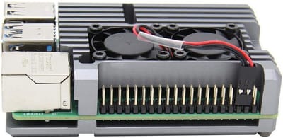 Aluminium Koelbehuizing voor Raspberry Pi 4 met Dubbele Ventilator - Optimale Koeling, Grijs