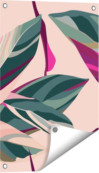 Gards Tuinposter Bloem Bladeren - Bloemen - Abstract - 40x60 cm - Tuindoek - Tuindecoratie - Wanddecoratie buiten - Tuinschilderij