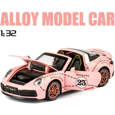 1:32 Porsche 911 Targa 4S Cabrio Sportlegering Auto Model Diecast Geluid Super Race Auto met Hefbare Achterklep Voor Jongens Cadeaus