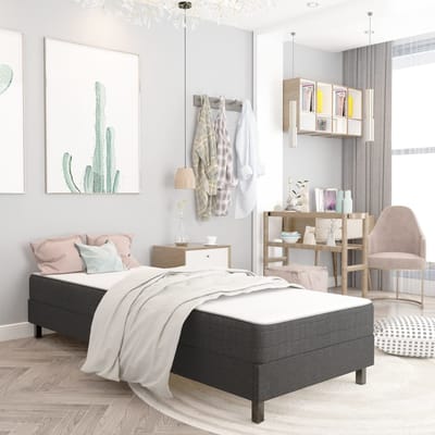 vidaXL - Boxspring - stof - donkergrijs - 100x200 - cm