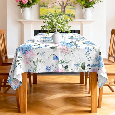 Tafelkleed Bloemen - Rechthoekige Tafelhoes - Eettafel Decoratie - Kreukvrij Strijken - 140 x 180 cm - Hydrangea