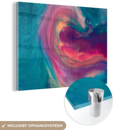 ® Glasschilderij 160x120 cm - Schilderij acrylglas - Abstracte vloeibare achtergrond - Foto op glas - Muurdecoratie woonkamer - Wanddecoratie slaapkamer - Schilderijen