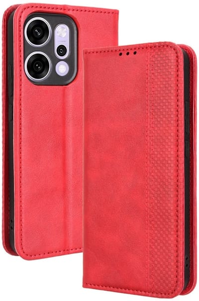 Coverup Hoesje - Geschikt voor OPPO Reno14 Hoesje - Coverup Vintage Style Book Case - Rood