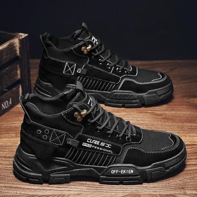 Bottes pour Hommes Hiver Chaud Bottes Hommes Lacets Camouflage Chaussures en Cuir pour Hommes Bottines d'Extérieur Grande Taille 39 -44 Chaussures 43 noir