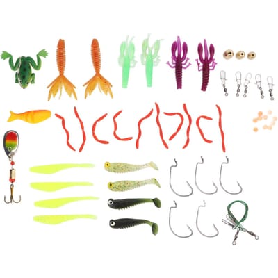 52 Delige set Metalen Vis Lokaas Set Crankbait Connector Jig Haken Visuitrusting Lokaas Kit beige
