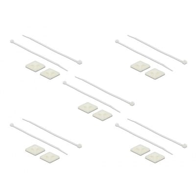 Tie-wraps 200 x 4,8mm (10 stuks) met zelfklevende houders (10 stuks) / transparant