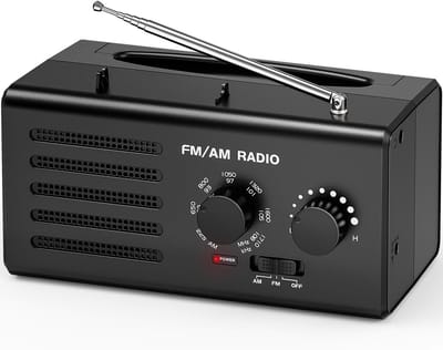 Transistor Radio op Batterijen - Draagbare Zakradio - AM/FM Ontvangst - Met Hoofdtelefoonaansluiting - Compacte Reisradio voor Noodgevallen & Camping - Zwart