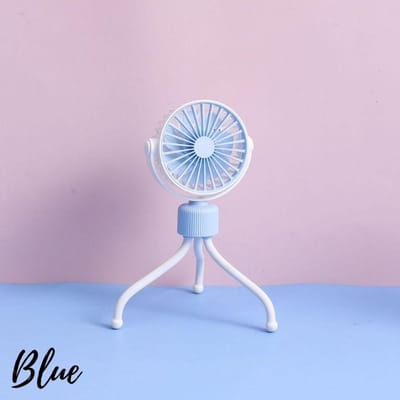 Handheld Mute Fan Kinderwagen Miniventilator Mini Draagbare Batterij Aangedreven USB Aangedreven Voor Auto Wandelwagen en Bureau Koeling Wind Airconditioner blauw