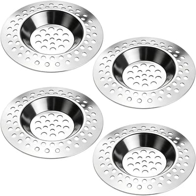 Afvoerzeef Set - Douchegootfilter Keuken - Voorkomt Verstoppingen - Roestvrij Staal - 77 mm Buitendiameter - Zilverkleurig