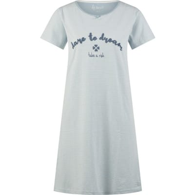 By Louise Dames Nachthemd Korte Mouw Katoen Blauw Gestreept - Maat M
