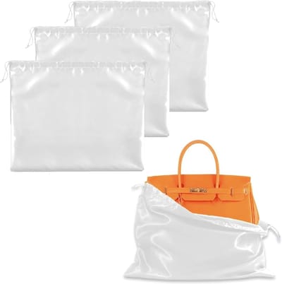 Set van 3 stofhoezen voor handtassen, zijden stof, stofdichte tas met trekkoord, zachte zak voor bescherming van handtassen, portemonnees en rugzakken