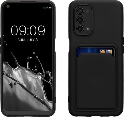 kwmobile telefoonhoesje geschikt voor Oppo A74 (5G) / A54 (5G) - Hoesje met pasjeshouder - TPU case in mat zwart