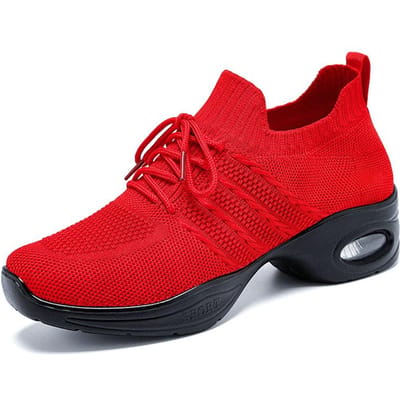 Dansschoenen Dames Nieuwe Dames Polyurethaan Platform Lichtgewicht Schoenen Middenjarige Moeder Ademende Wandelschoenen 40 red