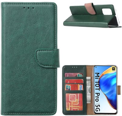 Hoesje Geschikt voor Xiaomi Mi 10T / Mi 10T Pro 5G Hoesje met Pasjeshouder portemonnee cover / bookcase - Groen