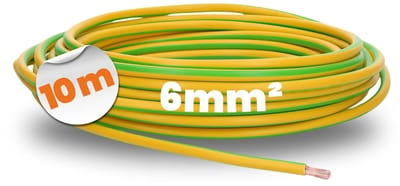 Bedradingskabel - Kabeldraad Aderleiding - Elektrische Installaties - Soepele Kern PVC - 10 Meter 6mm² - Groen Geel