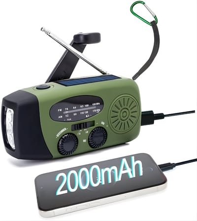 KAD® Noodradio Solar Opwindbaar - Noodradio - Noodradio Solar - Groen - 13cm x 5cm x 6cm