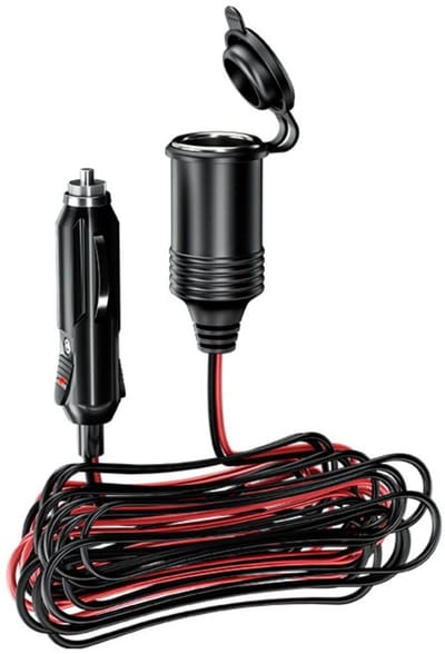 GELLDG 12V Sigarettenaansteker Verlengkabel - 1.5 Meter Auto Stroomkabel - Met 15A Zekering En LED Indicator - 16 AWG Puur Koper - Waterdichte Bus En Stekker - Geschikt voor Pomp, Koelkast En Stoffzuiger - Zwart